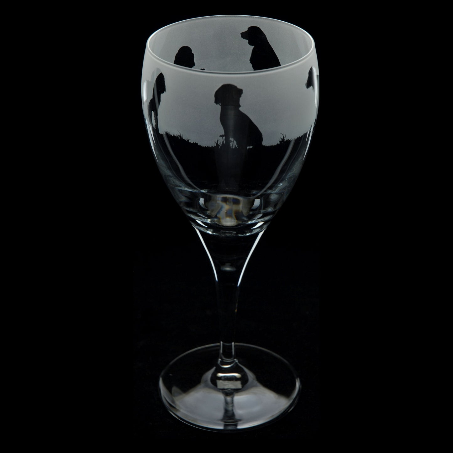 Springer Spaniel Dog Crystal Wine Glass - Hand Etched/Engraved Gift