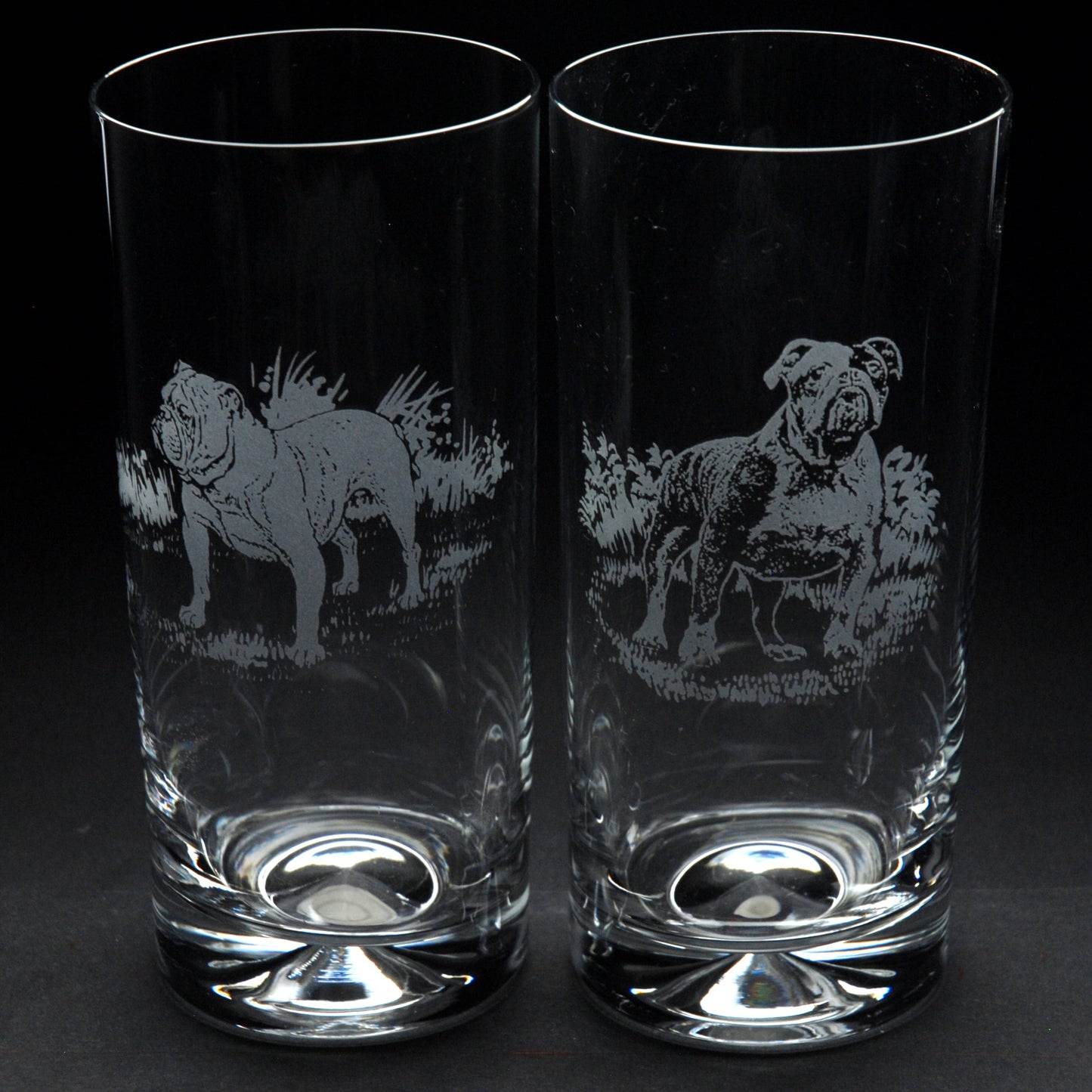 English Bulldog Dog Highball Glass - Hand Etched/Engraved Gift