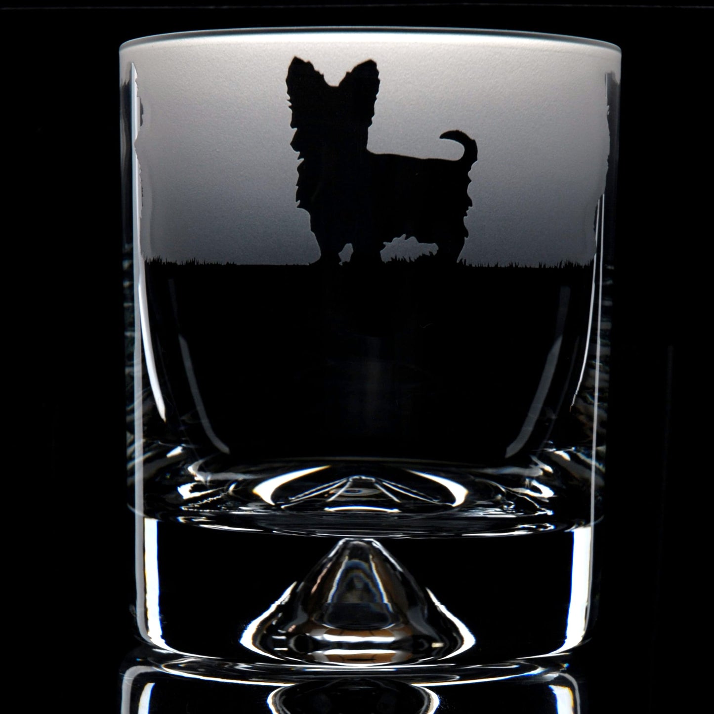 Yorkie Dog Whiskey Tumbler Glass - Hand Etched/Engraved Gift