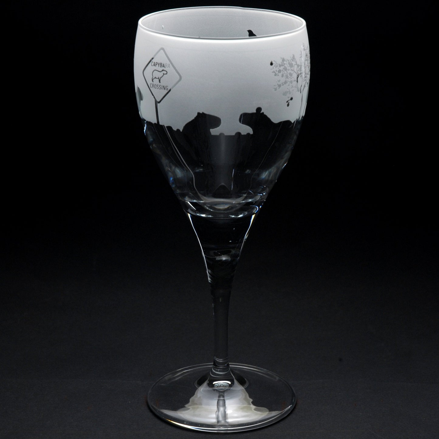 Capybara Crystal Wine Glass - Hand Etched/Engraved Gift