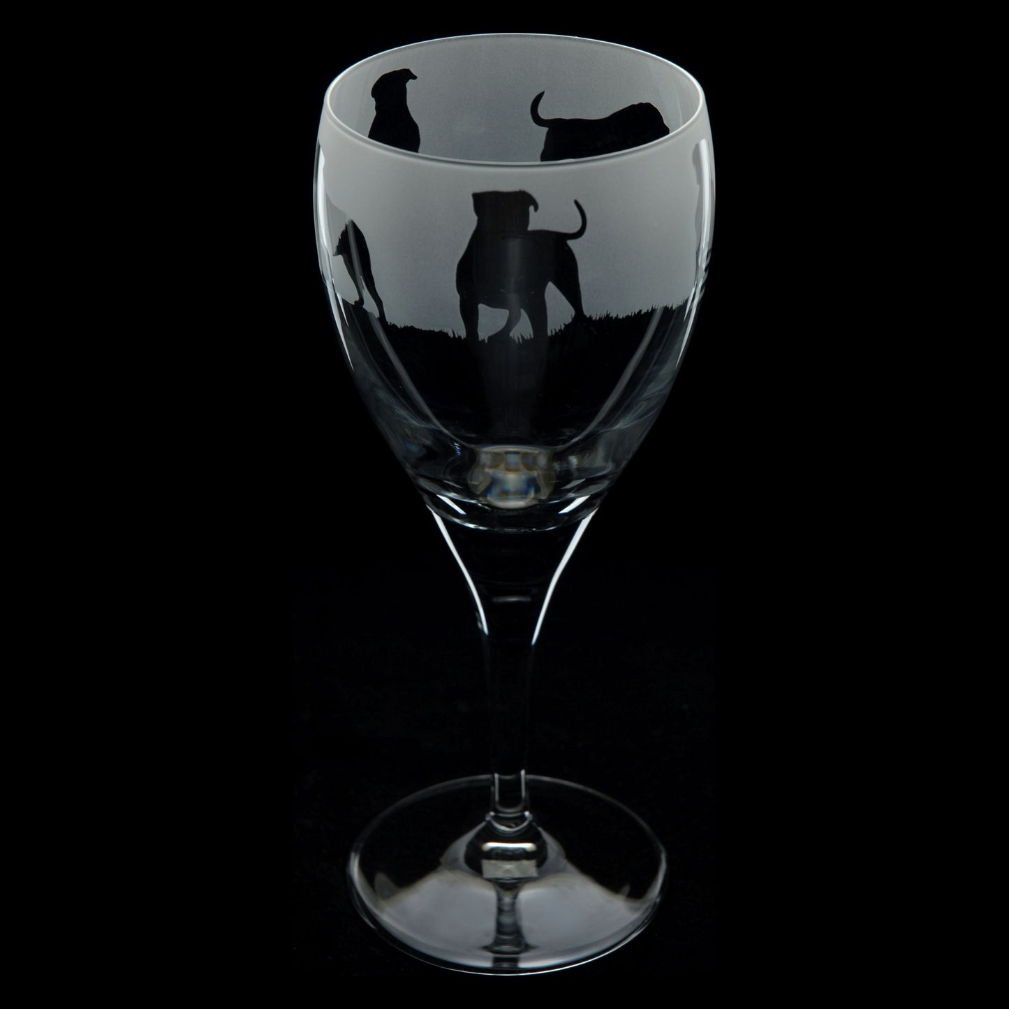 American Bulldog Dog Crystal Wine Glass - Hand Etched/Engraved Gift