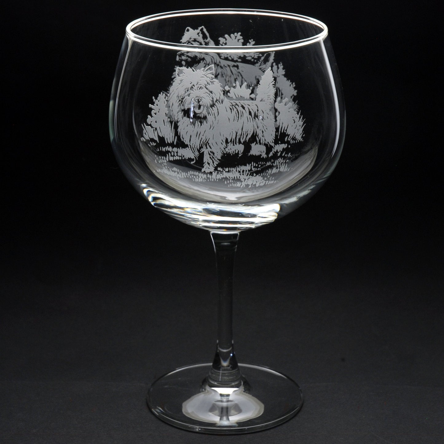 Cairn Terrier Dog Gin Cocktail Glass - Hand Etched/Engraved Gift