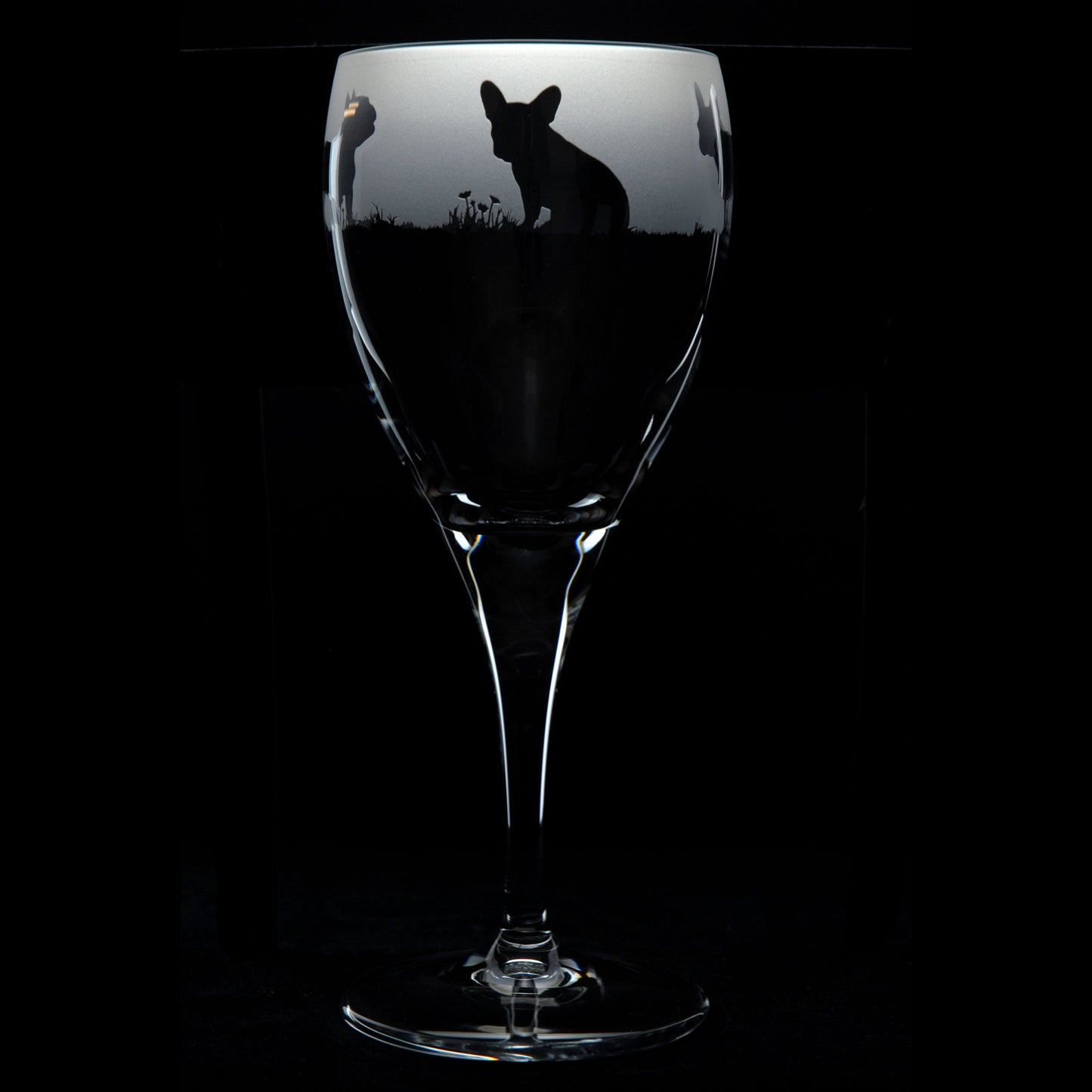 French Bulldog Dog Crystal Wine Glass - Hand Etched/Engraved Gift