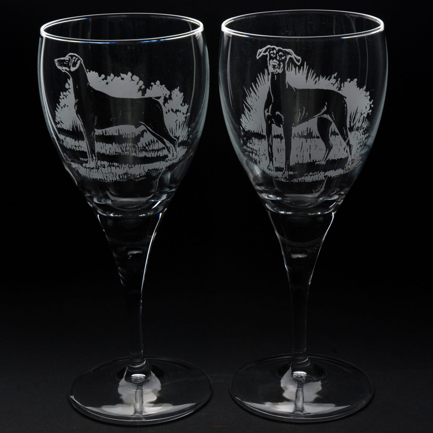 Dobermann Dog Crystal Wine Glass - Hand Etched/Engraved Gift