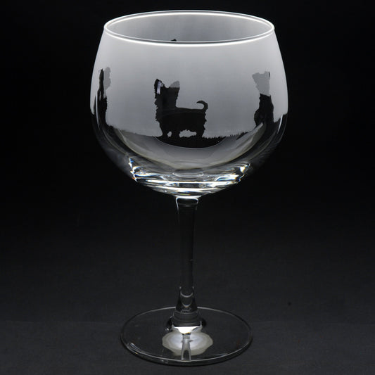 Yorkie Dog Gin Cocktail Glass - Hand Etched/Engraved Gift