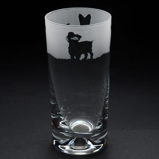 Yorkie Dog Highball Glass - Hand Etched/Engraved Gift