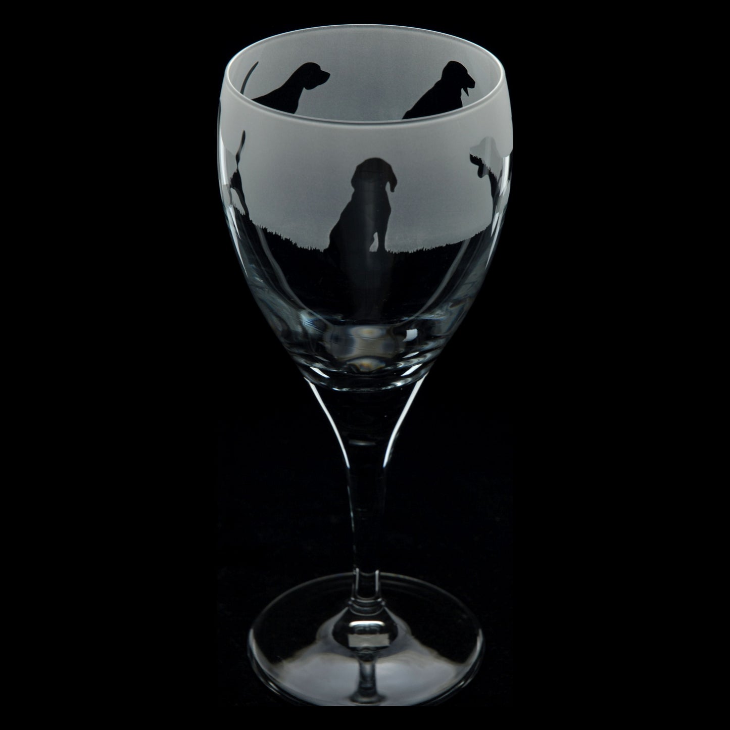 Beagle Dog Crystal Wine Glass - Hand Etched/Engraved Gift
