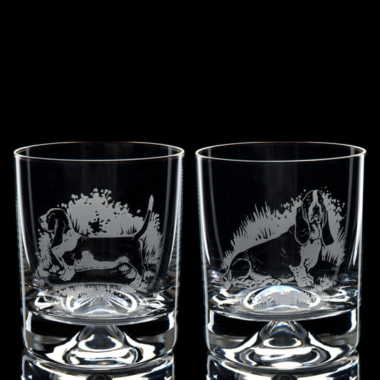 Basset Hound Dog Whiskey Tumbler Glass - Hand Etched/Engraved Gift