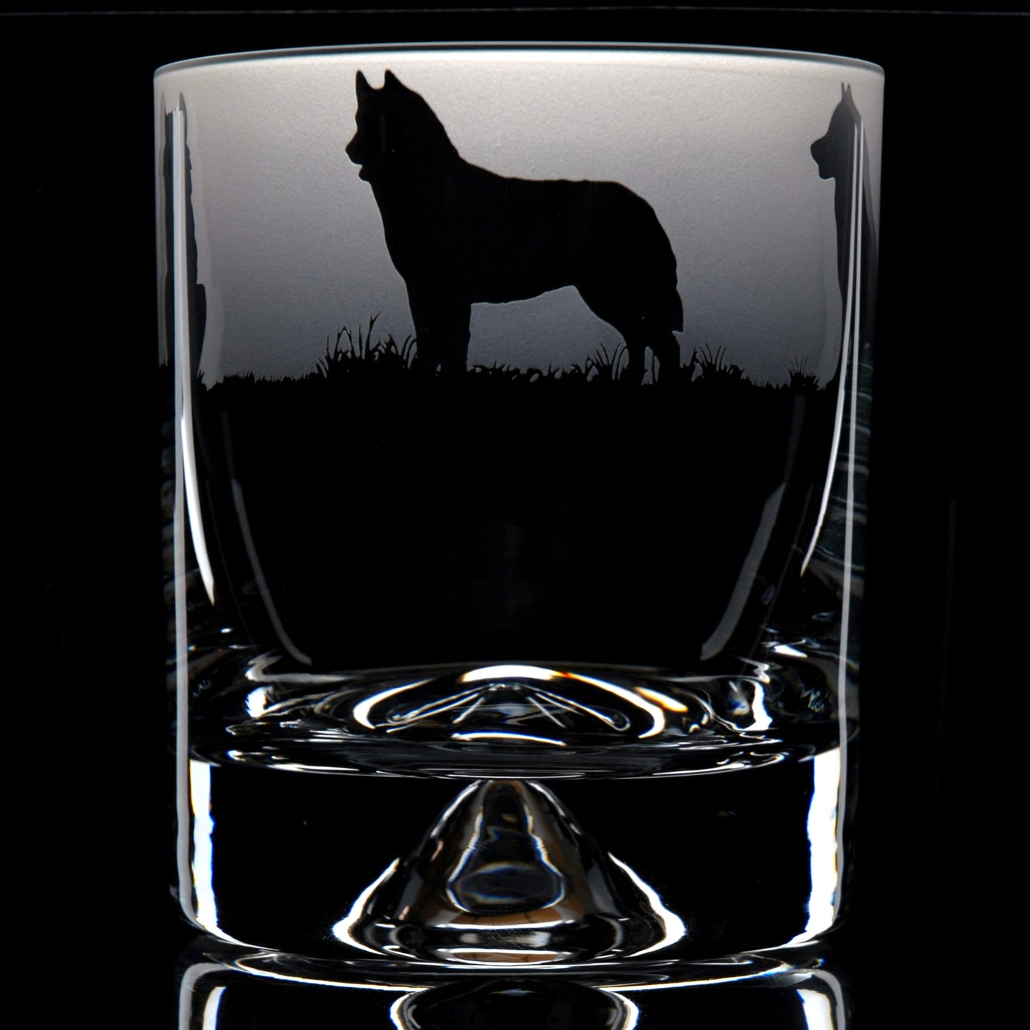 Husky Dog Whiskey Tumbler Glass - Hand Etched/Engraved Gift