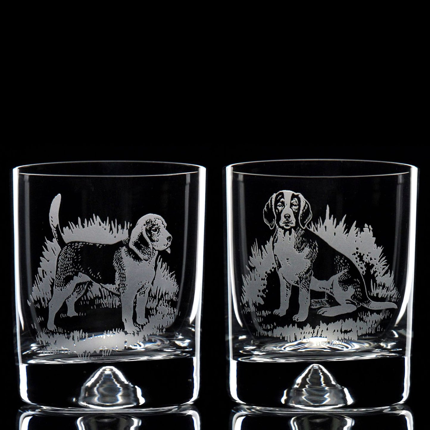 Beagle Dog Whiskey Tumbler Glass - Hand Etched/Engraved Gift