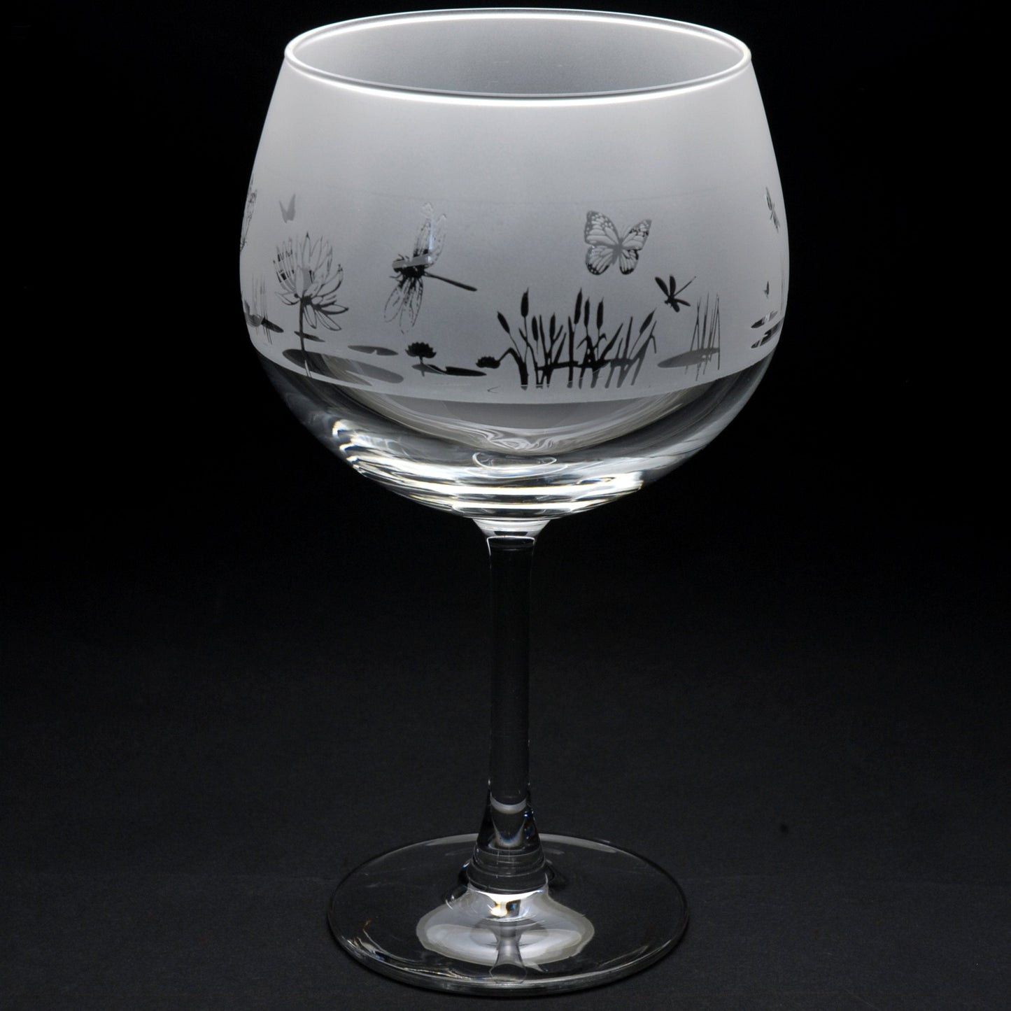 Butterfly and Dragonfly Gin Cocktail Glass - Hand Etched/Engraved Gift
