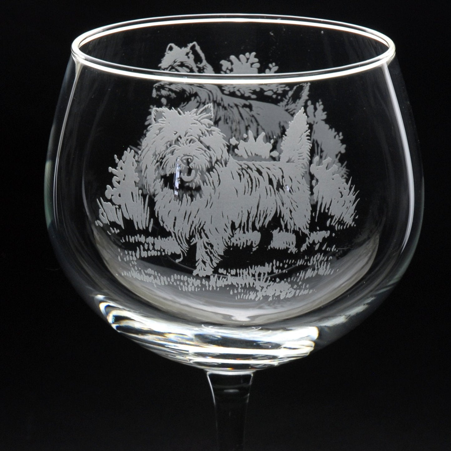 Cairn Terrier Dog Gin Cocktail Glass - Hand Etched/Engraved Gift