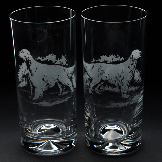 English Setter Dog Highball Glass - Hand Etched/Engraved Gift