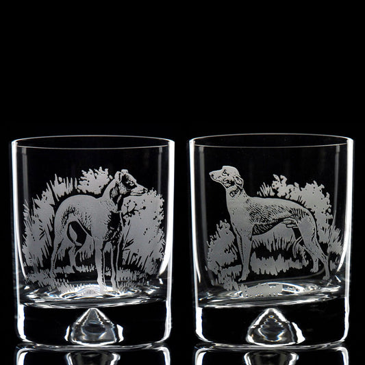 Whippet Dog Whiskey Tumbler Glass - Hand Etched/Engraved Gift