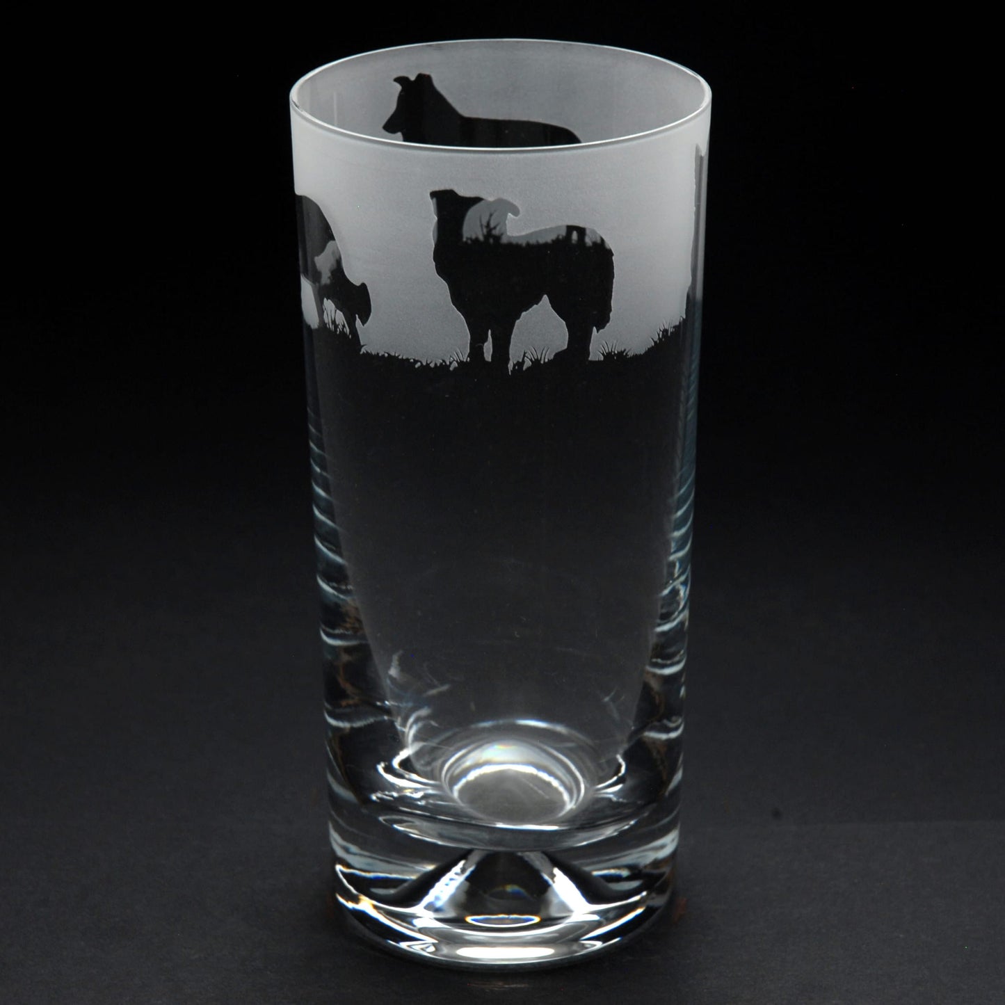 Border Collie Dog Highball Glass - Hand Etched/Engraved Gift