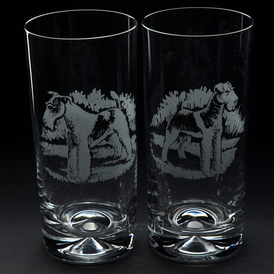 Wire Fox Terrier Dog Highball Glass - Hand Etched/Engraved Gift