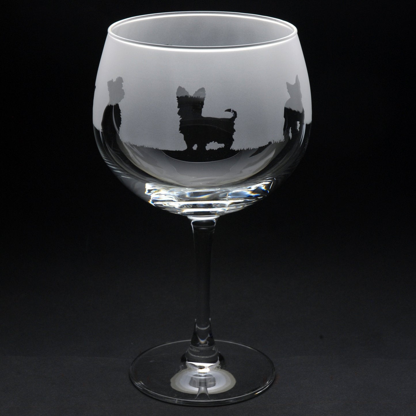 Yorkie Dog Gin Cocktail Glass - Hand Etched/Engraved Gift