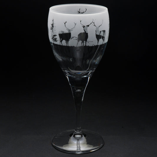 Stag Crystal Wine Glass - Hand Etched/Engraved Gift