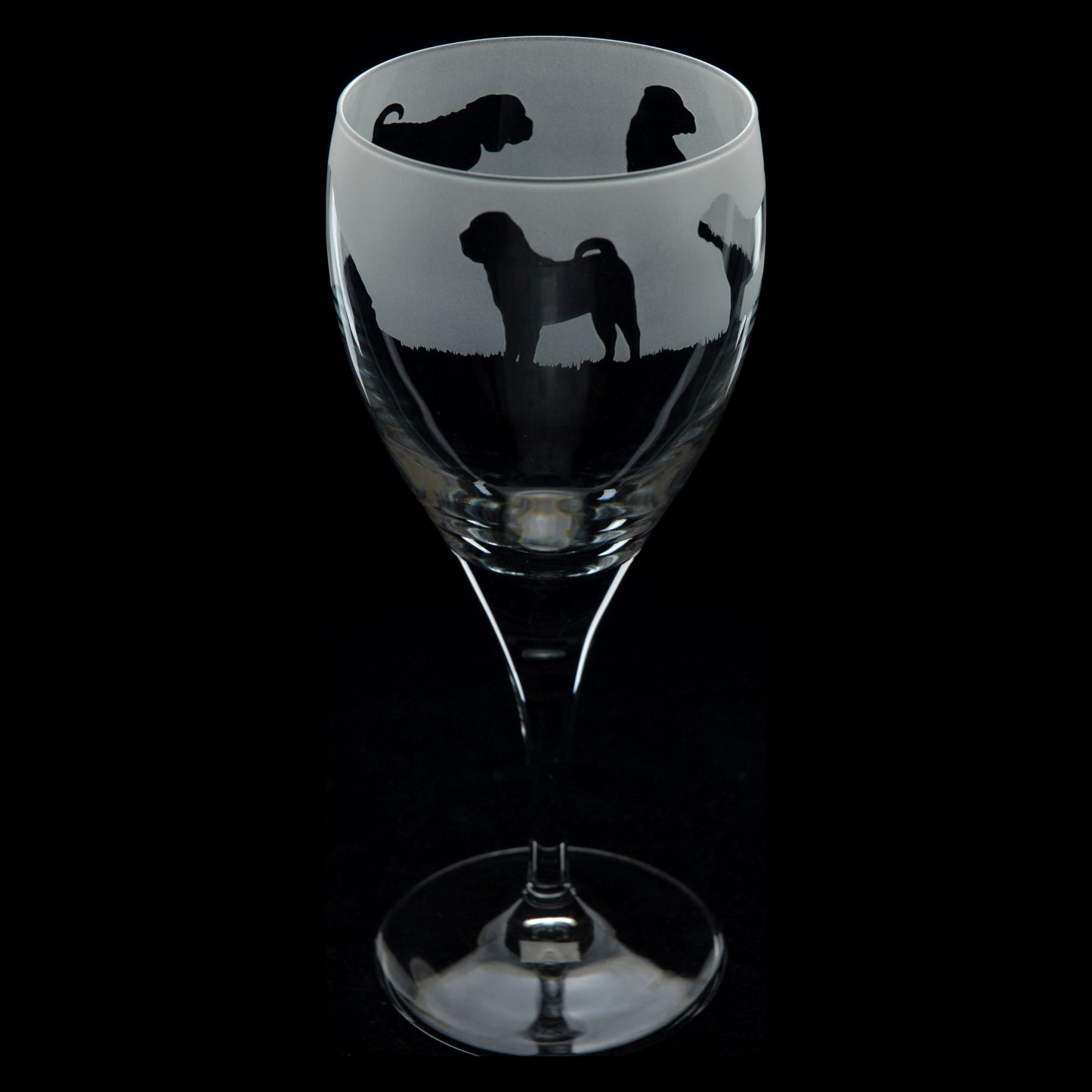 Shar Pei Dog Crystal Wine Glass - Hand Etched/Engraved Gift