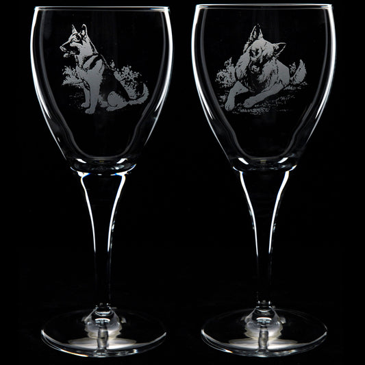 German Shepherd Dog Crystal Wine Glass - Hand Etched/Engraved Gift