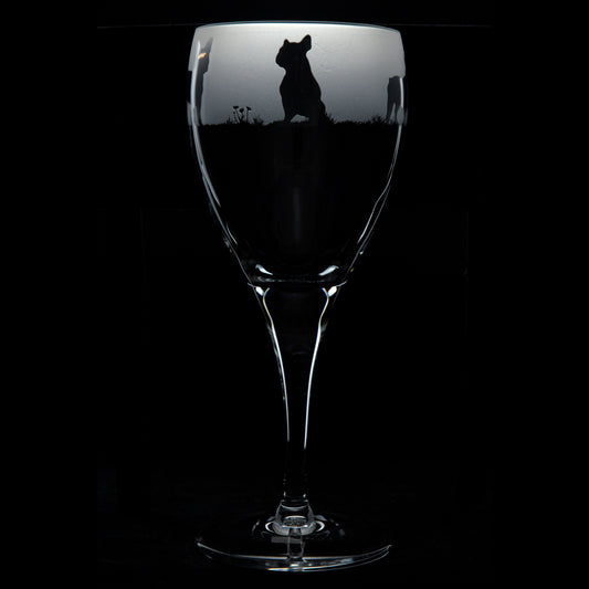 French Bulldog Dog Crystal Wine Glass - Hand Etched/Engraved Gift