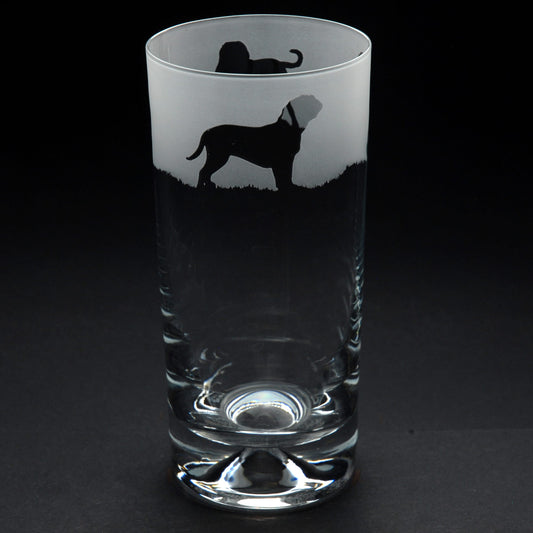 Dogue de Bordeaux Dog Highball Glass - Hand Etched/Engraved Gift