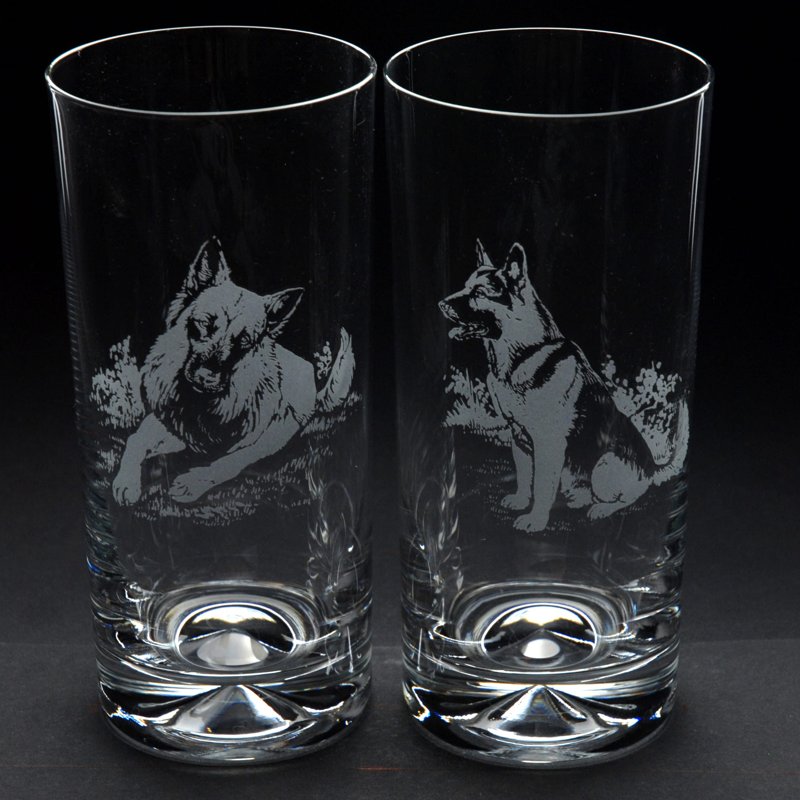 Glyptic Glass Art Finnish Spitz Dog Highball Glass