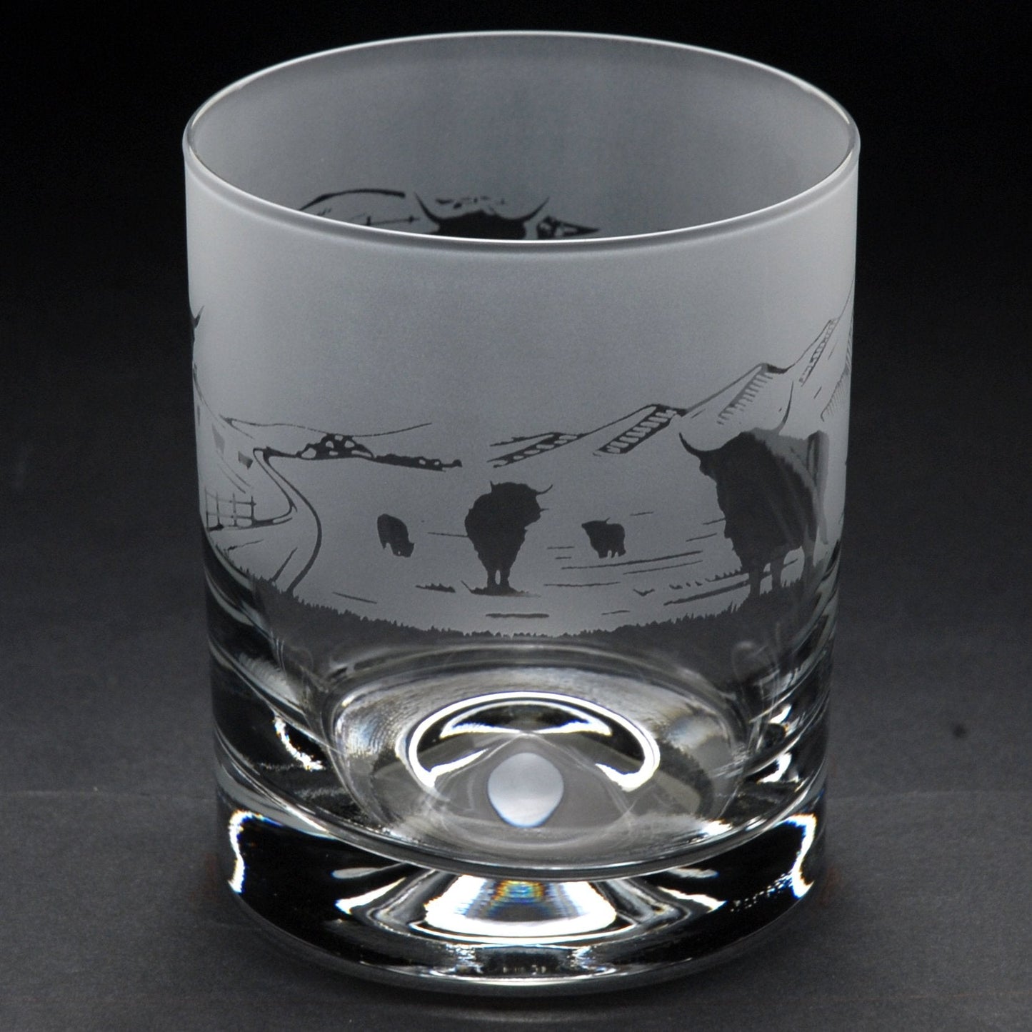 Highland Cattle Whiskey Tumbler Glass - Hand Etched/Engraved Gift