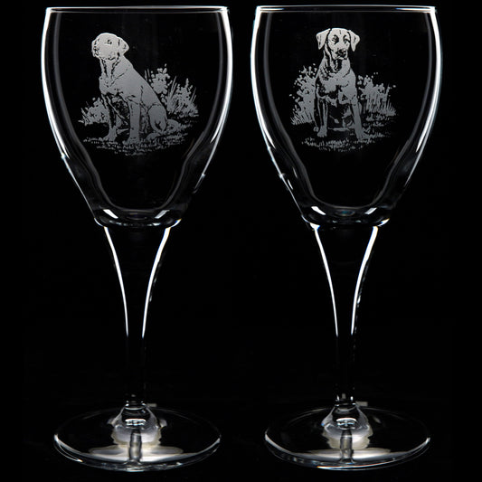 Labrador Dog Crystal Wine Glass - Hand Etched/Engraved Gift