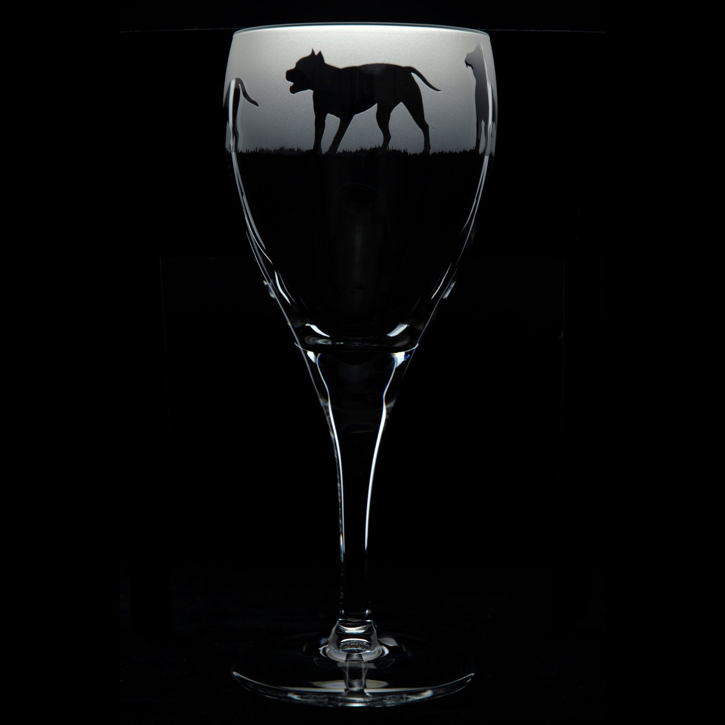 Pitbull Dog Crystal Wine Glass - Hand Etched/Engraved Gift