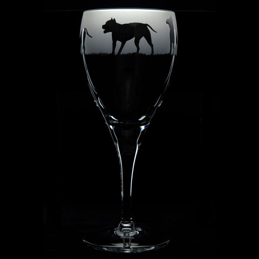 Pitbull Dog Crystal Wine Glass - Hand Etched/Engraved Gift