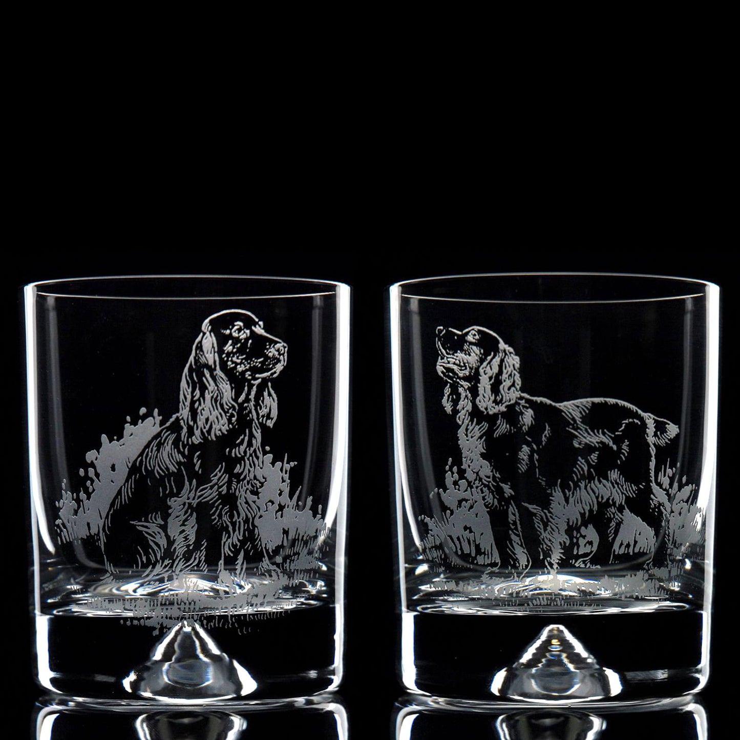 Cocker Spaniel Dog Whiskey Tumbler Glass - Hand Etched/Engraved Gift