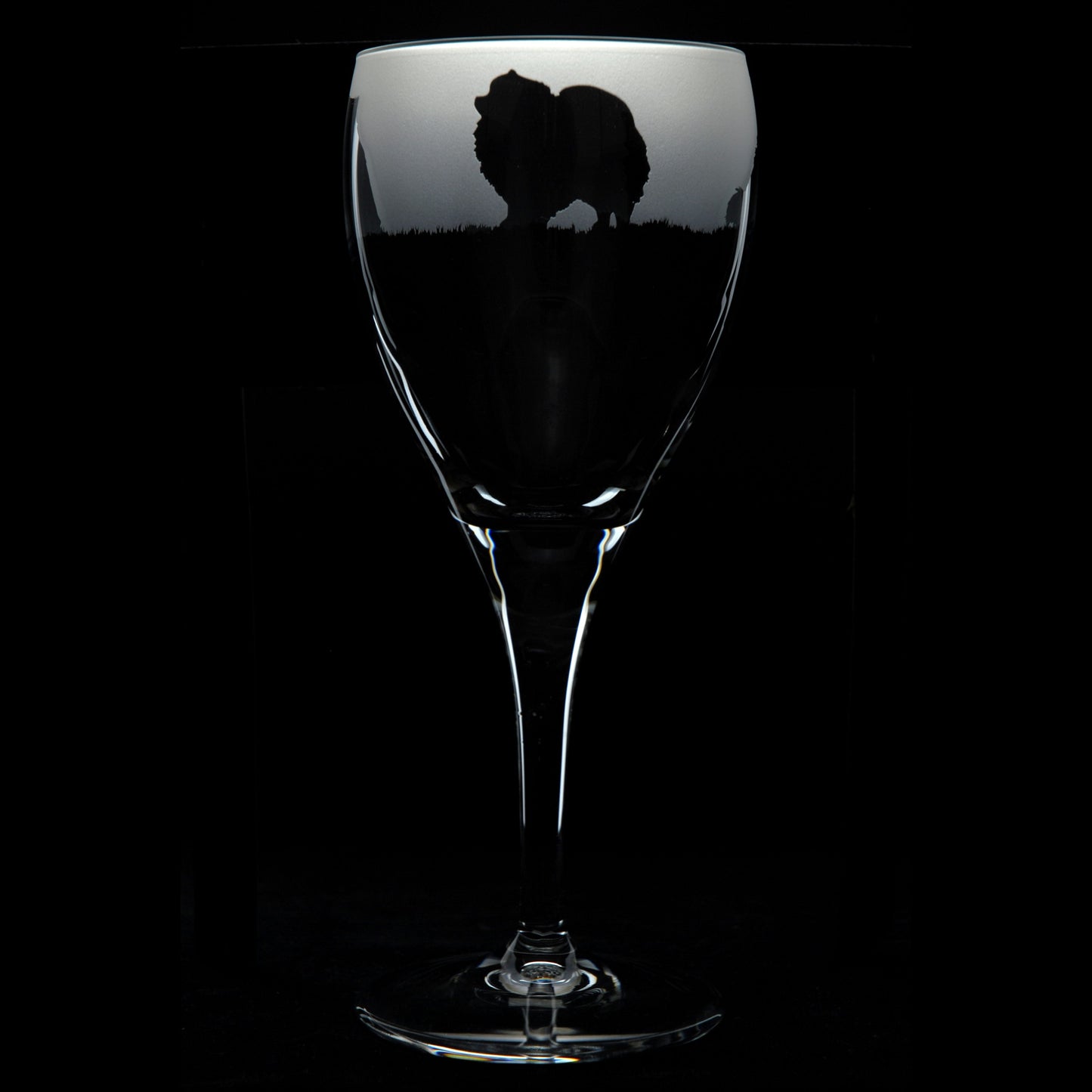 Pomeranian Dog Crystal Wine Glass - Hand Etched/Engraved Gift