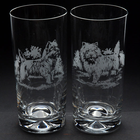 Cairn Terrier Dog Highball Glass - Hand Etched/Engraved Gift