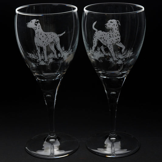 Dalmatian Dog Crystal Wine Glass - Hand Etched/Engraved Gift