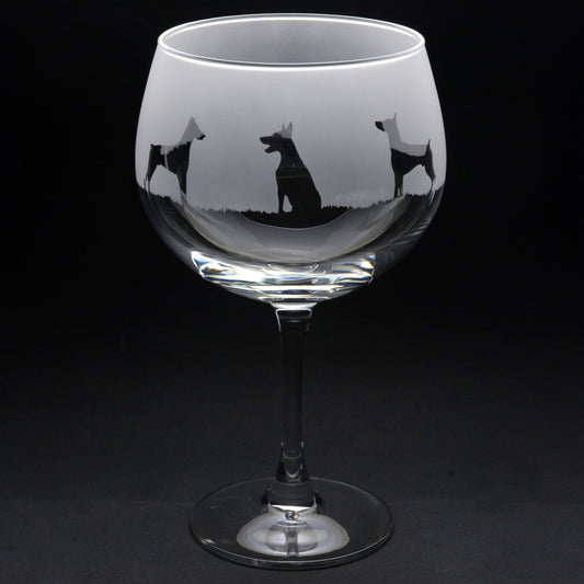 Dobermann Dog Gin Cocktail Glass - Hand Etched/Engraved Gift