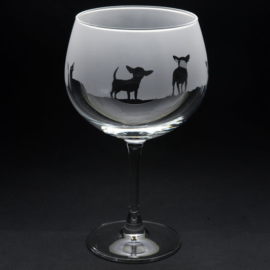 Chihuahua Dog Gin Cocktail Glass - Hand Etched/Engraved Gift
