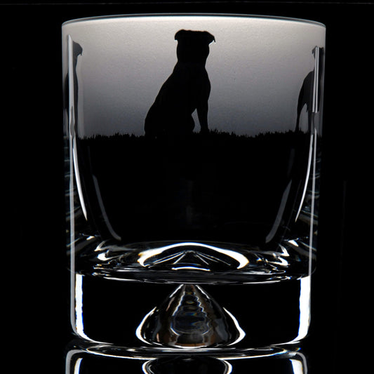 Staffy Dog Whiskey Tumbler Glass - Hand Etched/Engraved Gift