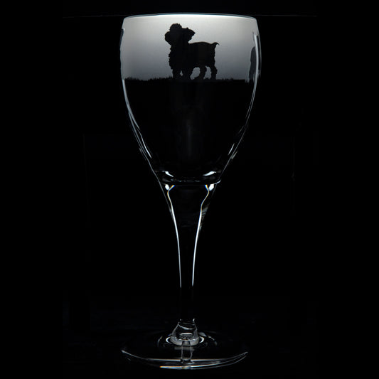 Yorkie Dog Crystal Wine Glass - Hand Etched/Engraved Gift