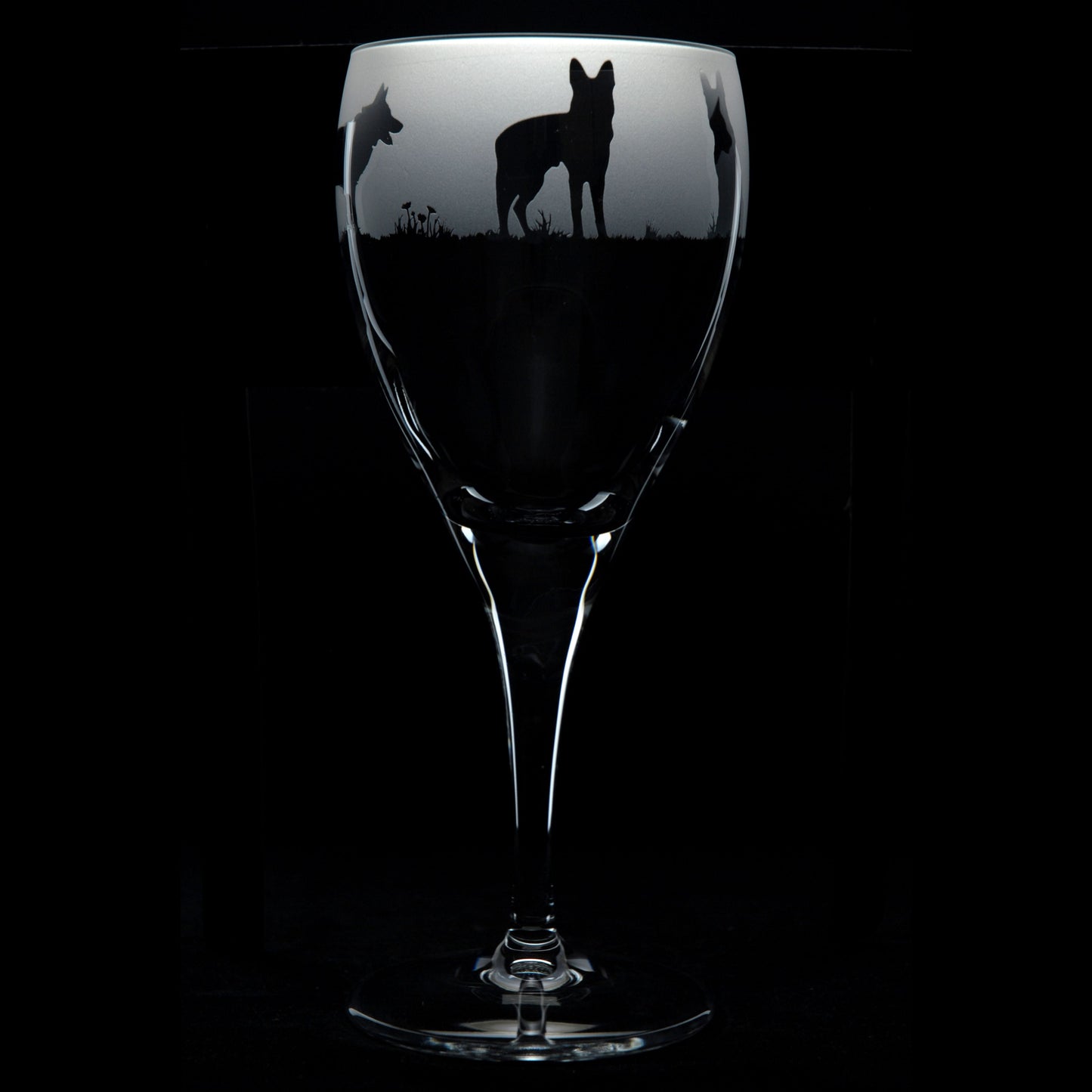 German Shepherd Dog Crystal Wine Glass - Hand Etched/Engraved Gift