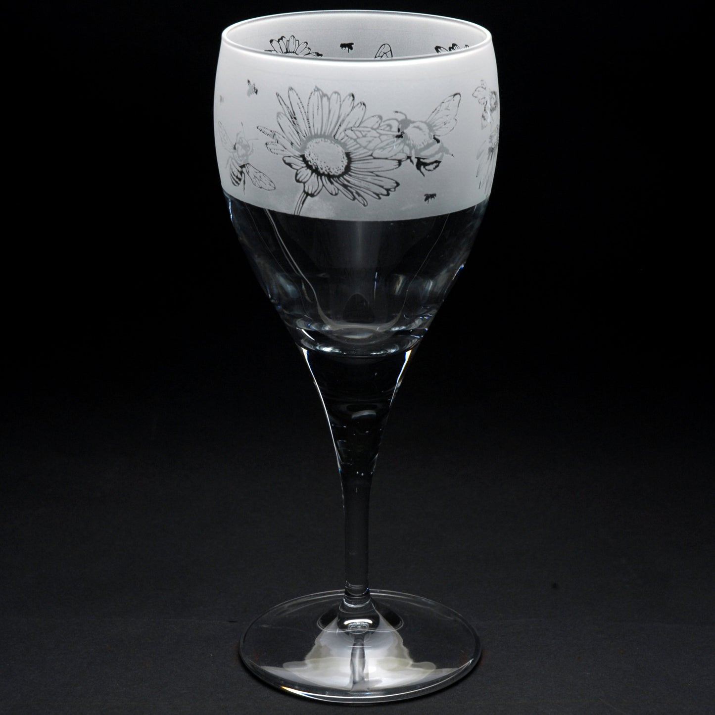 Bee Crystal Wine Glass - Hand Etched/Engraved Gift
