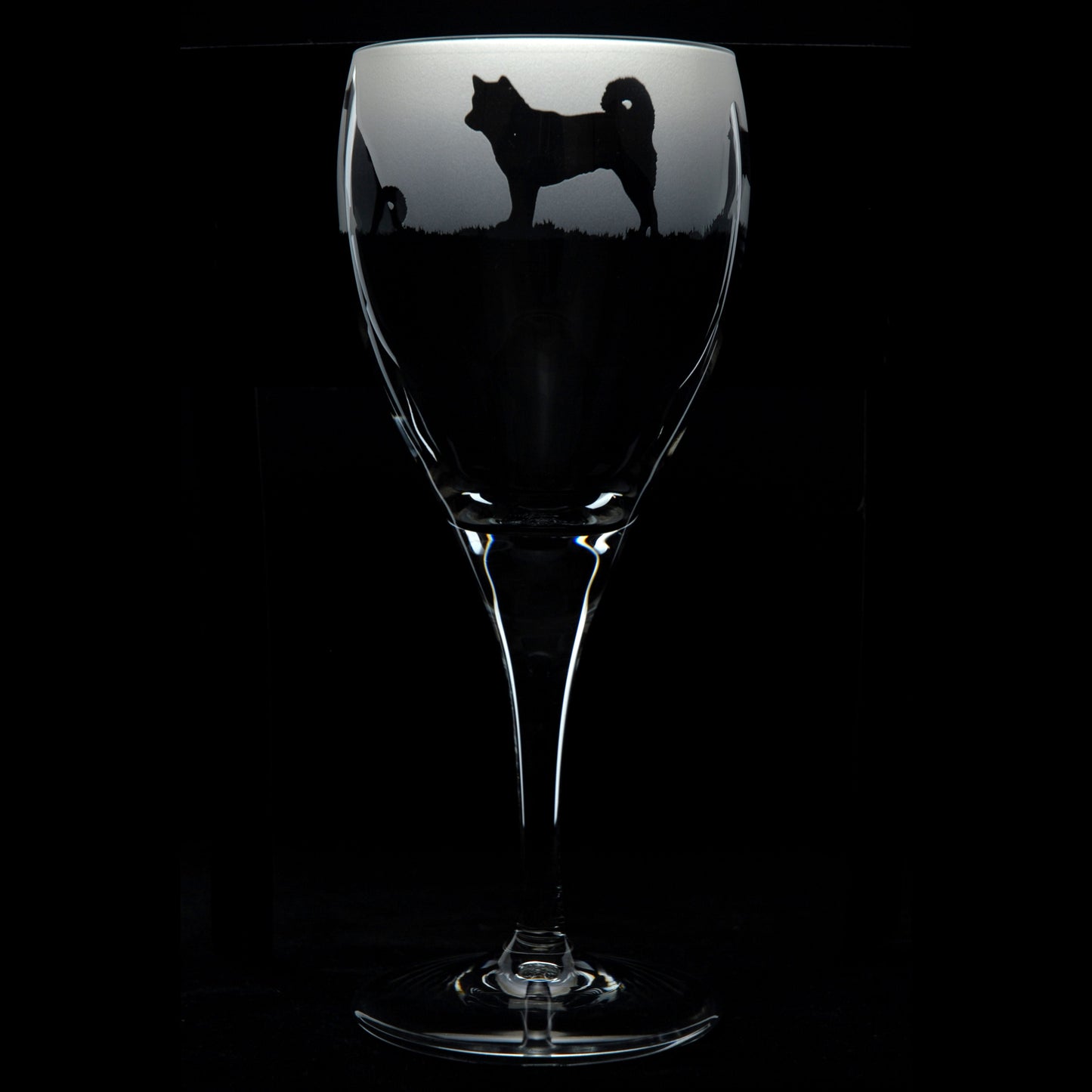 Akita Dog Crystal Wine Glass - Hand Etched/Engraved Gift