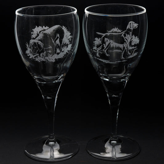 Weimaraner Dog Crystal Wine Glass - Hand Etched/Engraved Gift