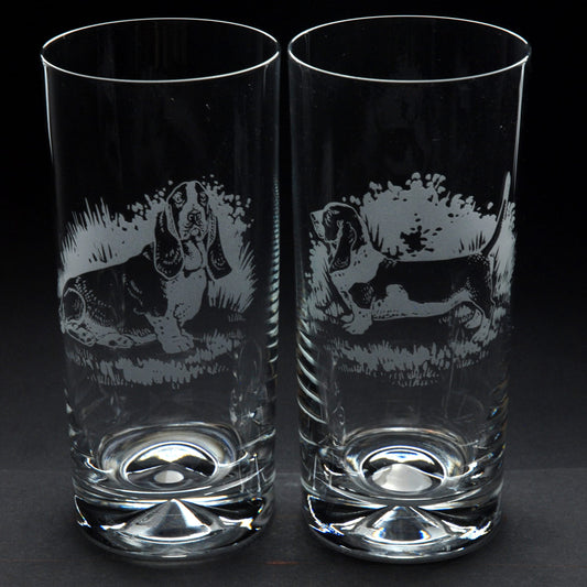 Basset Hound Dog Highball Glass - Hand Etched/Engraved Gift