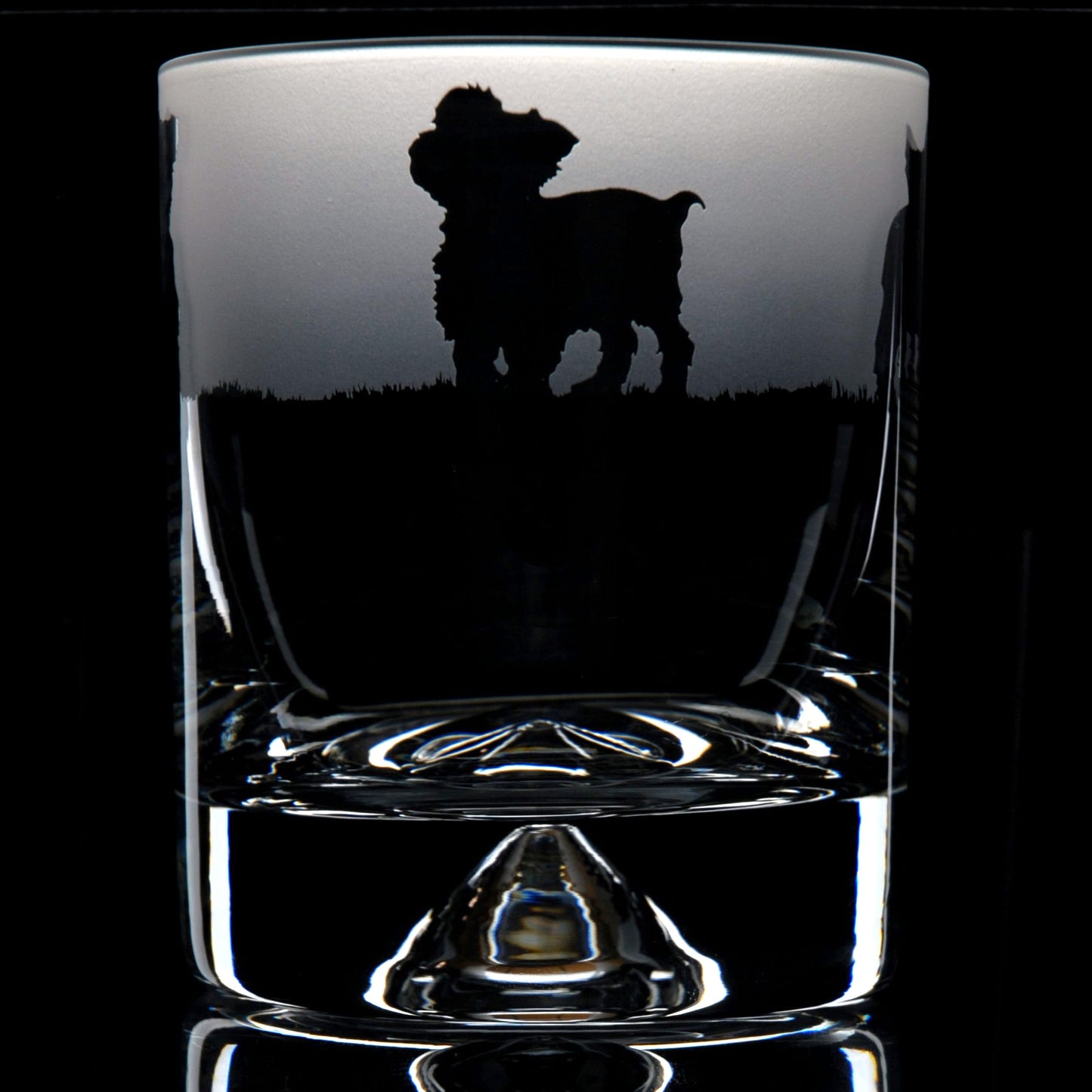 Yorkie Dog Whiskey Tumbler Glass - Hand Etched/Engraved Gift