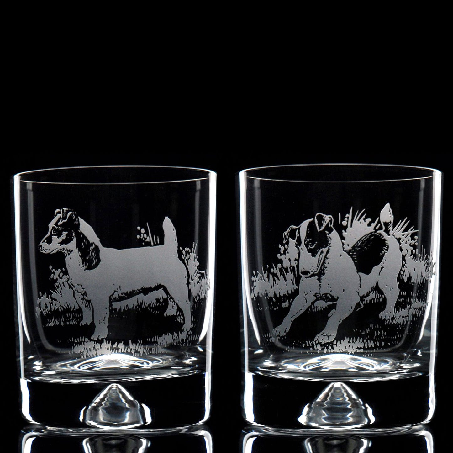 Jack Russell Dog Whiskey Tumbler Glass - Hand Etched/Engraved Gift