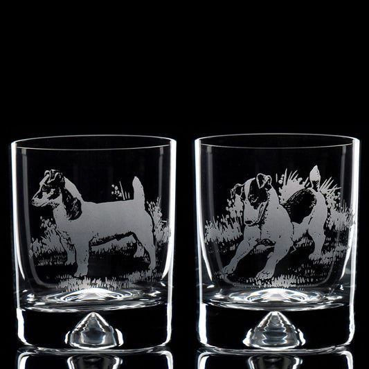 Jack Russell Dog Whiskey Tumbler Glass - Hand Etched/Engraved Gift