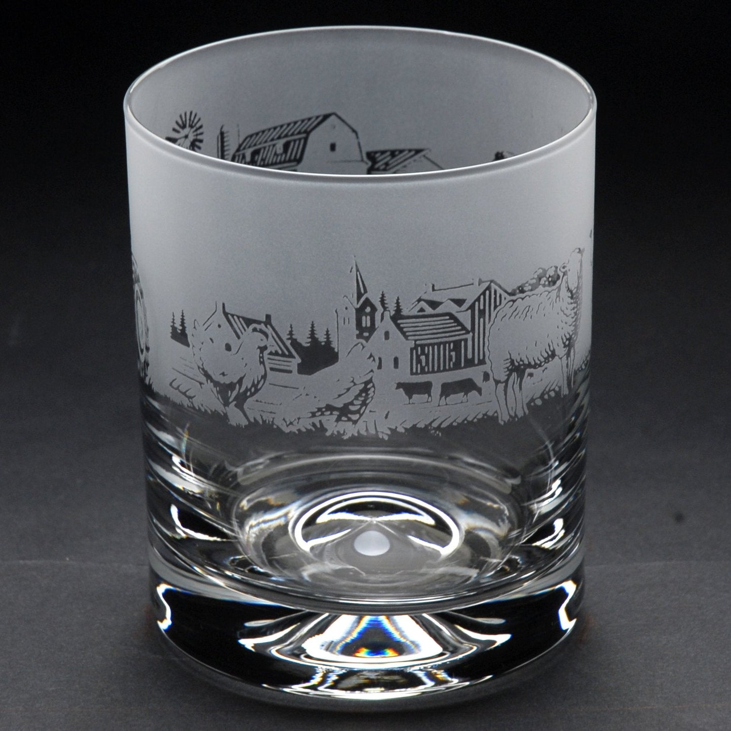 Farm Animals Whiskey Tumbler Glass - Hand Etched/Engraved Gift