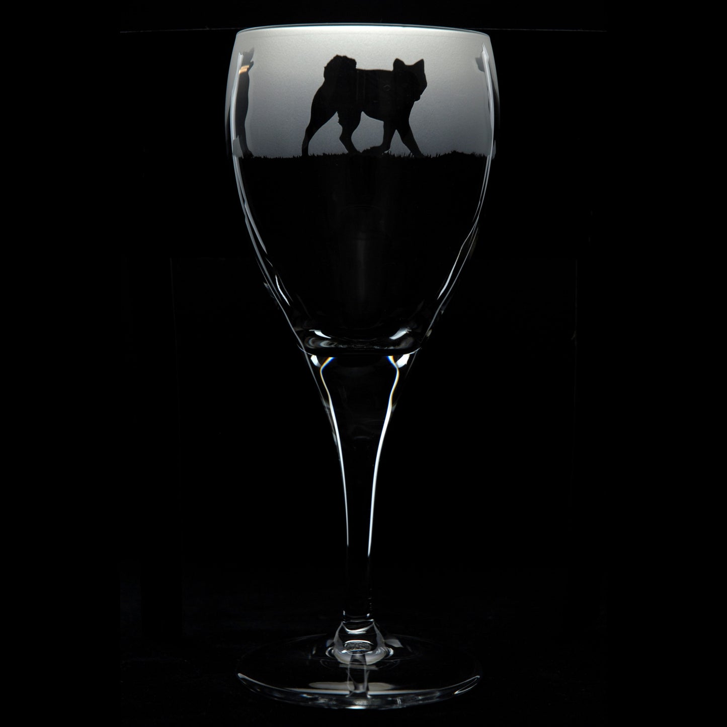 Akita Dog Crystal Wine Glass - Hand Etched/Engraved Gift