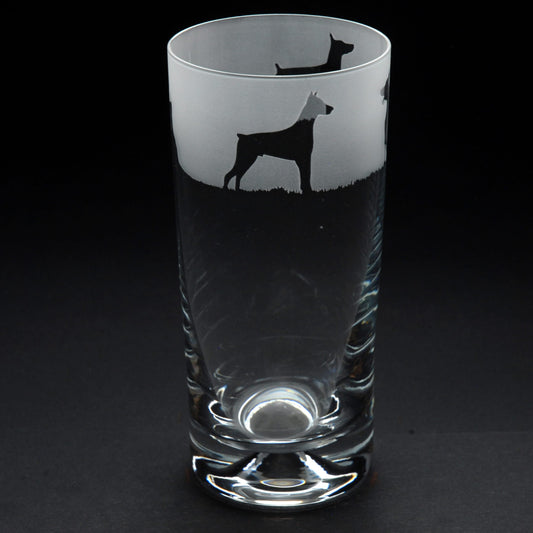 Dobermann Dog Highball Glass - Hand Etched/Engraved Gift
